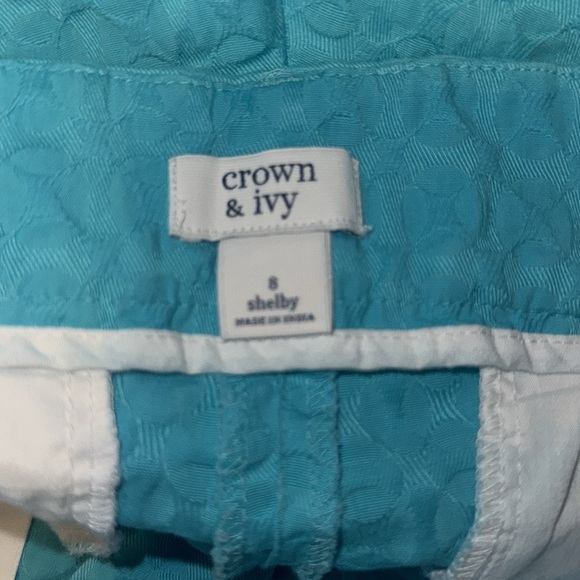 Crown & Ivy Shelby Blue Scalloped Women's Shorts - Picture 3 of 3